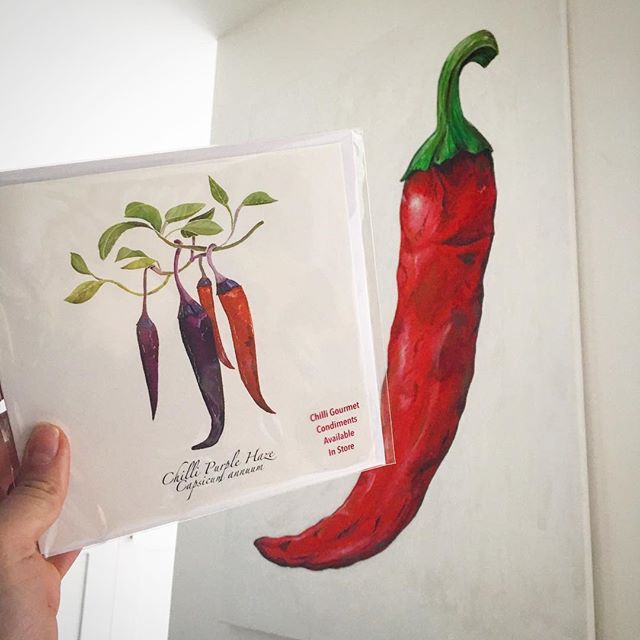 My chilli painting is looking very similar to my purple haze illustration...minus the purple stalk! 🌶