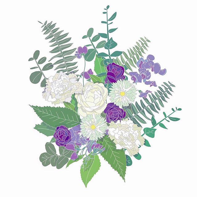 Not my usual style but here is a bouquet drawn in illustrator #vectorillustration 💻🖱🌿