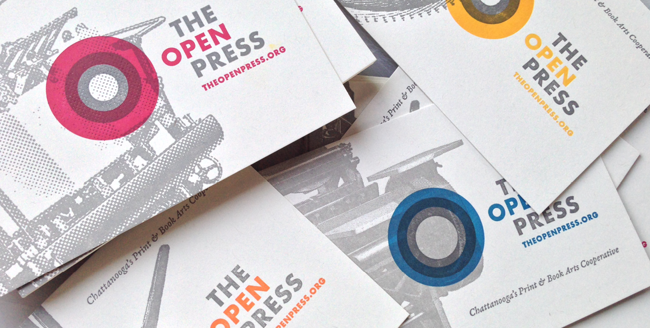 The Open Press Logo Letterpress Business Card