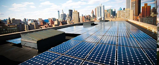 Solar panels on a building in New York City