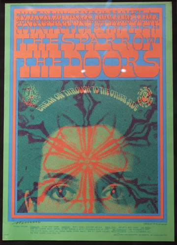 “Break on Through to the Other Side”—need I say more? Artist: Victor Moscoso, 1967 Avalon Ballroom, San Franscisco Bands: The Doors, Sparrow, Country Joe & the Fish