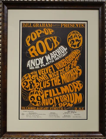 Artist: Wes Wilson, 1966 Fillmore Auditorium, San Francisco Bands: Velvet Underground with Nico, Frank Zappa, Exploding Plastic Inevitable