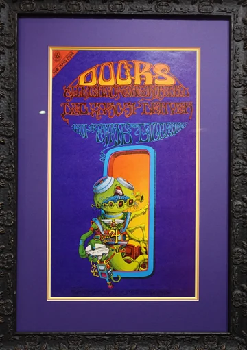 Artist: Rick Griffin, 1967 Denver Dog, Denver, CO Bands: The Doors, Allmen Joy, Gingerbread Blu
