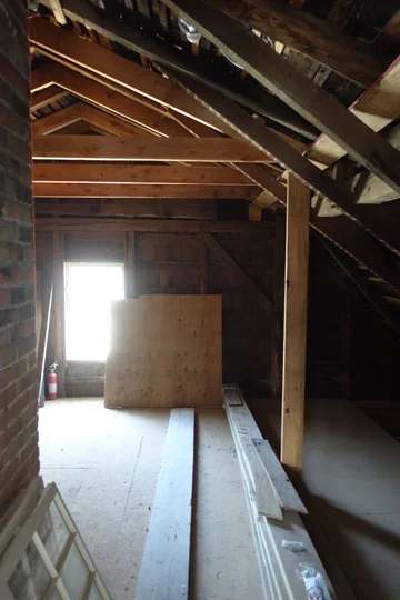 Most of the attic remains intact, with some subtle structural interventions to repair damage from insects. The attic will be open to the public when the house opens in the fall, and well worth the trip.