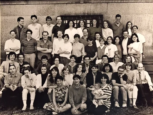 Dazed and Confused, the Class of ’88—Then: Here we are 30 years ago, near “The End,” for an impromptu photo shoot outside Avery Hall where the Columbia University Graduate School of Architecture, Planning & Preservation is located.