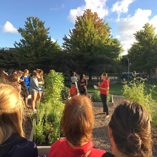Leading a class on biodiversity for Slow Food at the Community Roots Garden in Chicago in 2017.