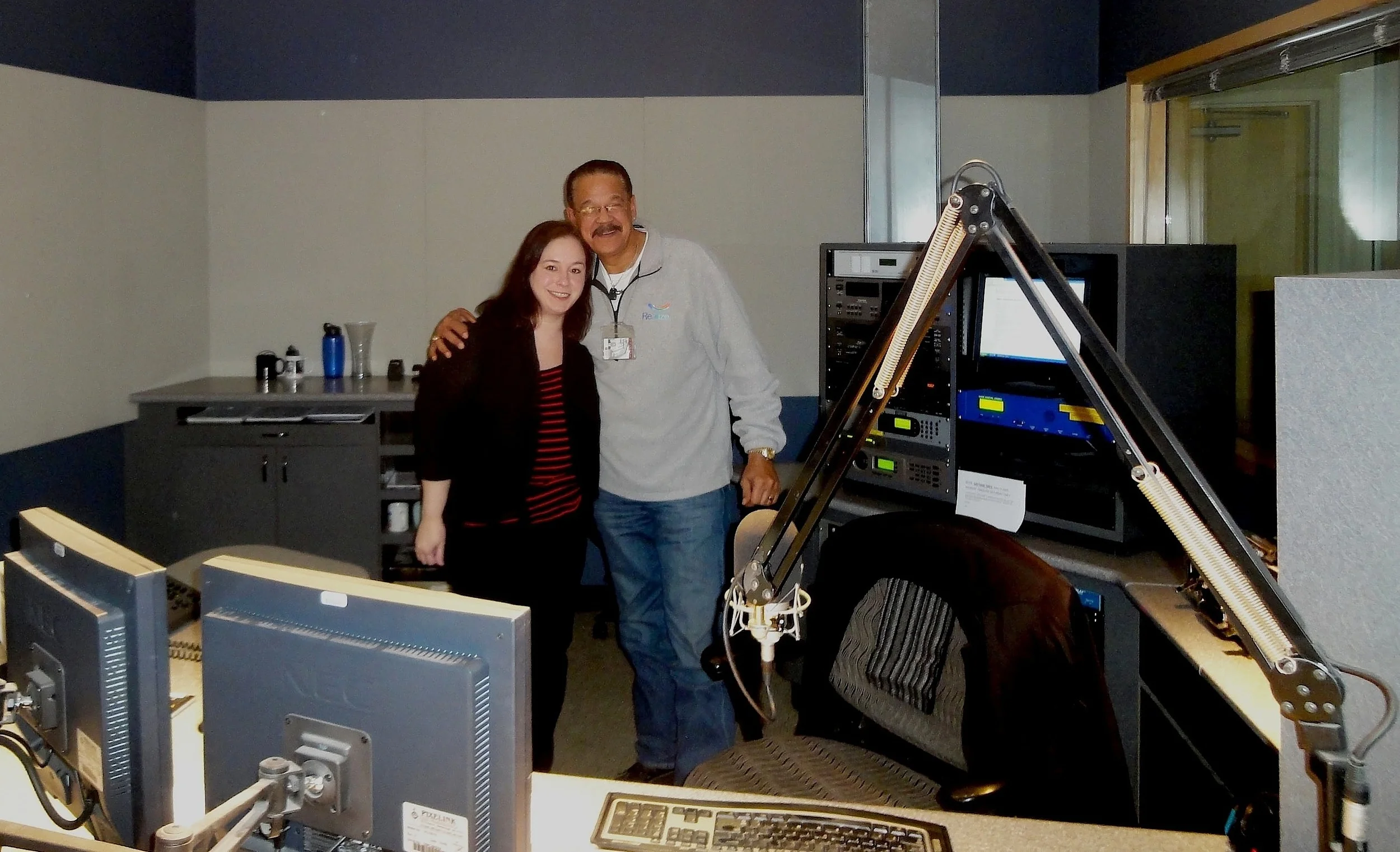 Julie in studio with host Jeff Duperon of WRTI 90.1