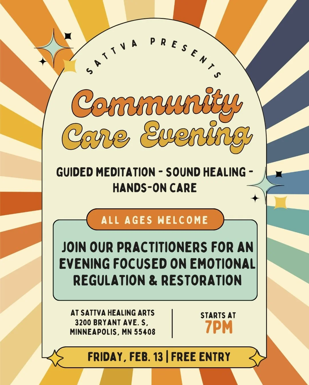 Hello twin cities community, I know our collective nervous system has been working overtime lately. 
For all feeling tired, tender, alone or overwhelmed these spaces are for you. 
Come as you are. Bring a friend. Let your body exhale.
We as a communi