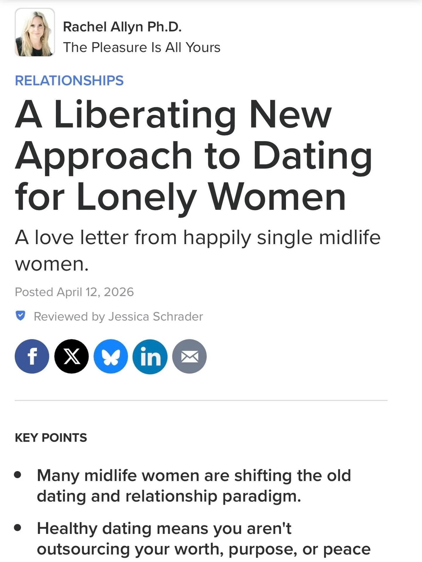 Here&rsquo;s my latest article for Psychology Today magazine @psych_today 
Whether you are
-happily single 
- unhappily single
- would like to be partnered but don&rsquo;t want to settle
- or land somewhere between it all &hellip;
this article has fr