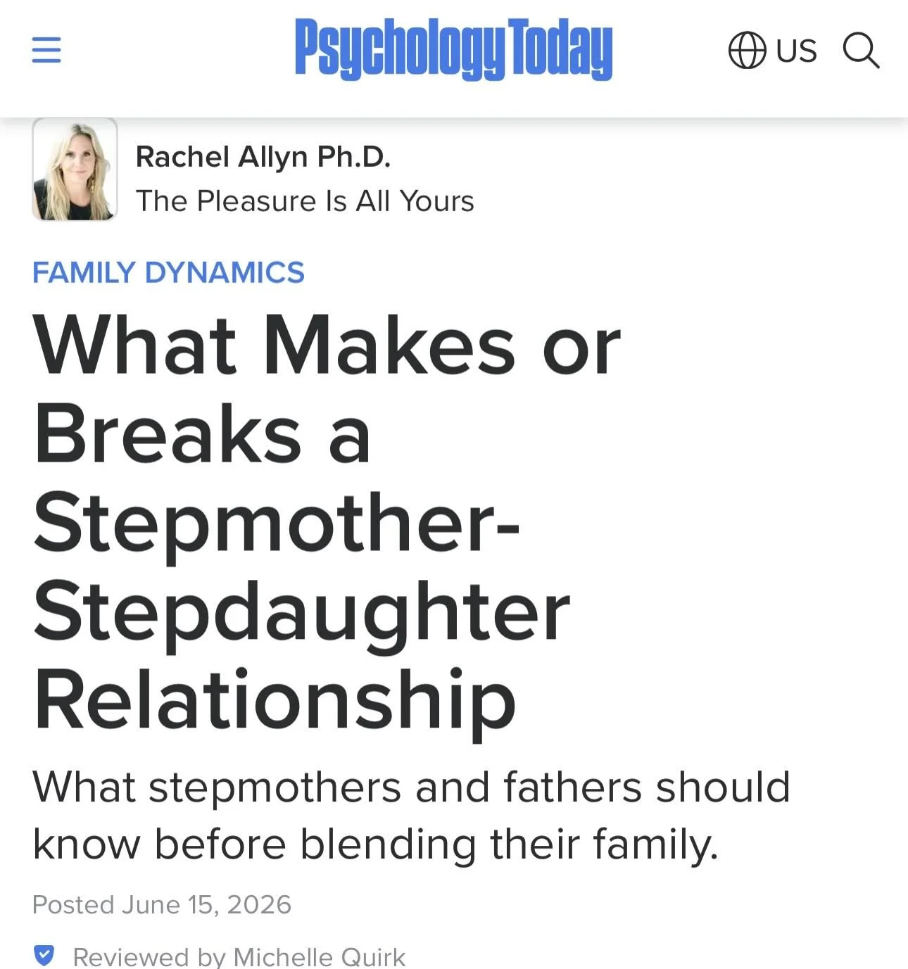 My latest article for my Psychology Today column @psych_today on the stepmother-stepdaughter relationship. 
🎯 This relationship can be a complicated one, even if rarely discussed openly. And complicated for adult children, which is talked about even