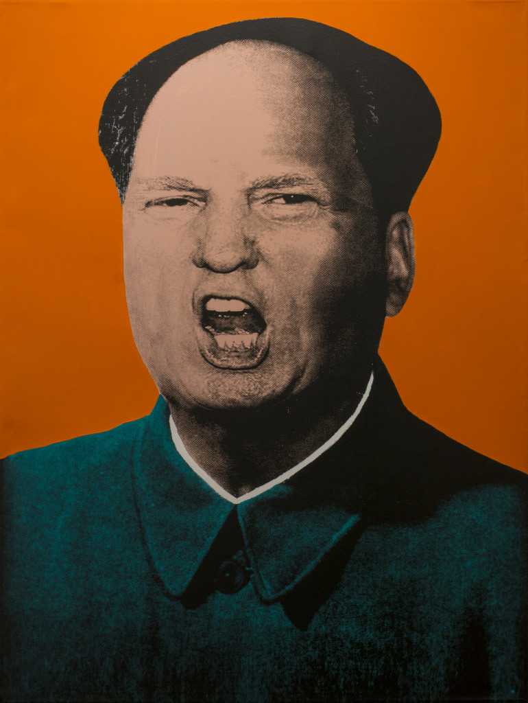 Knowledge Bennett, "Trump Mao" (color scheme 2) 2016. Silkscreen and Acrylic on Canvas. 36 x 48 in. 