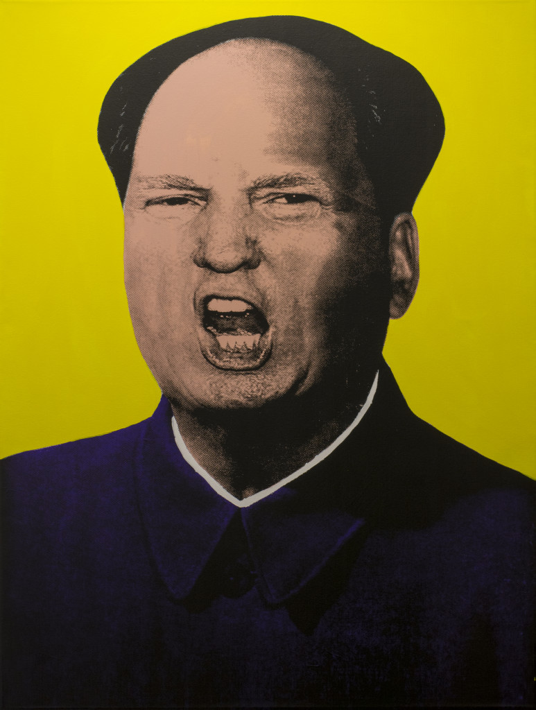 Knowledge Bennett, "Trump Mao" (color scheme 3) 2016. Silkscreen and Acrylic on Canvas. 36 x 48 in.