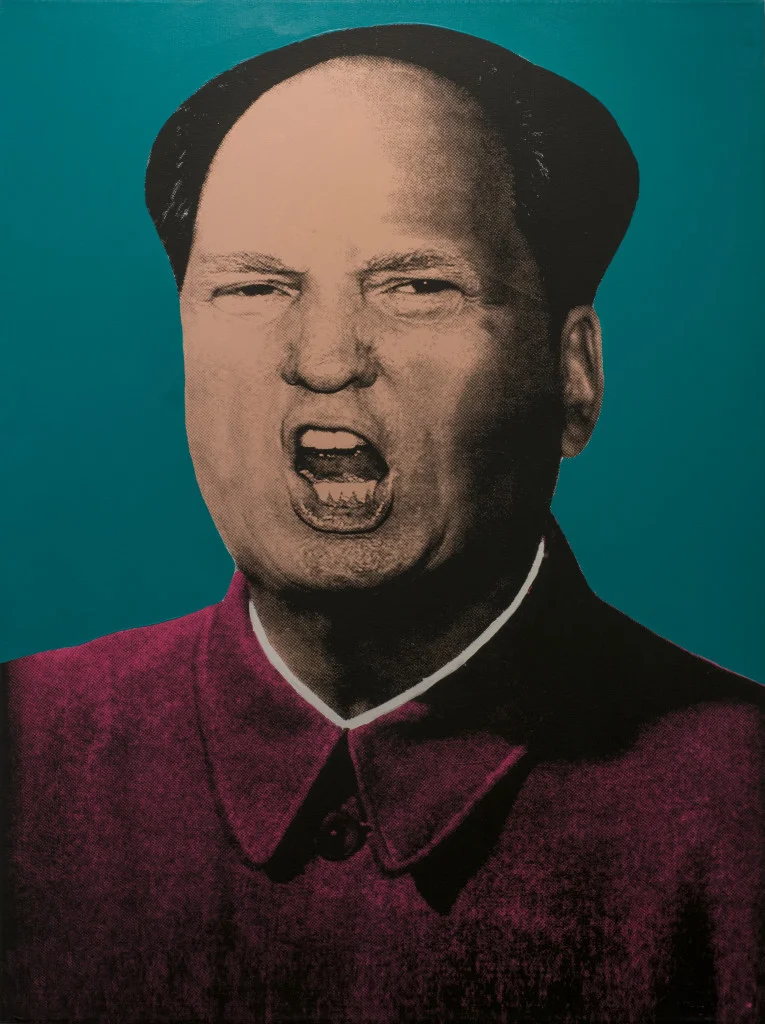 Knowledge Bennett, "Trump Mao" (Teal) 2016. Silkscreen and Acrylic on Canvas. 36 x 48 in.