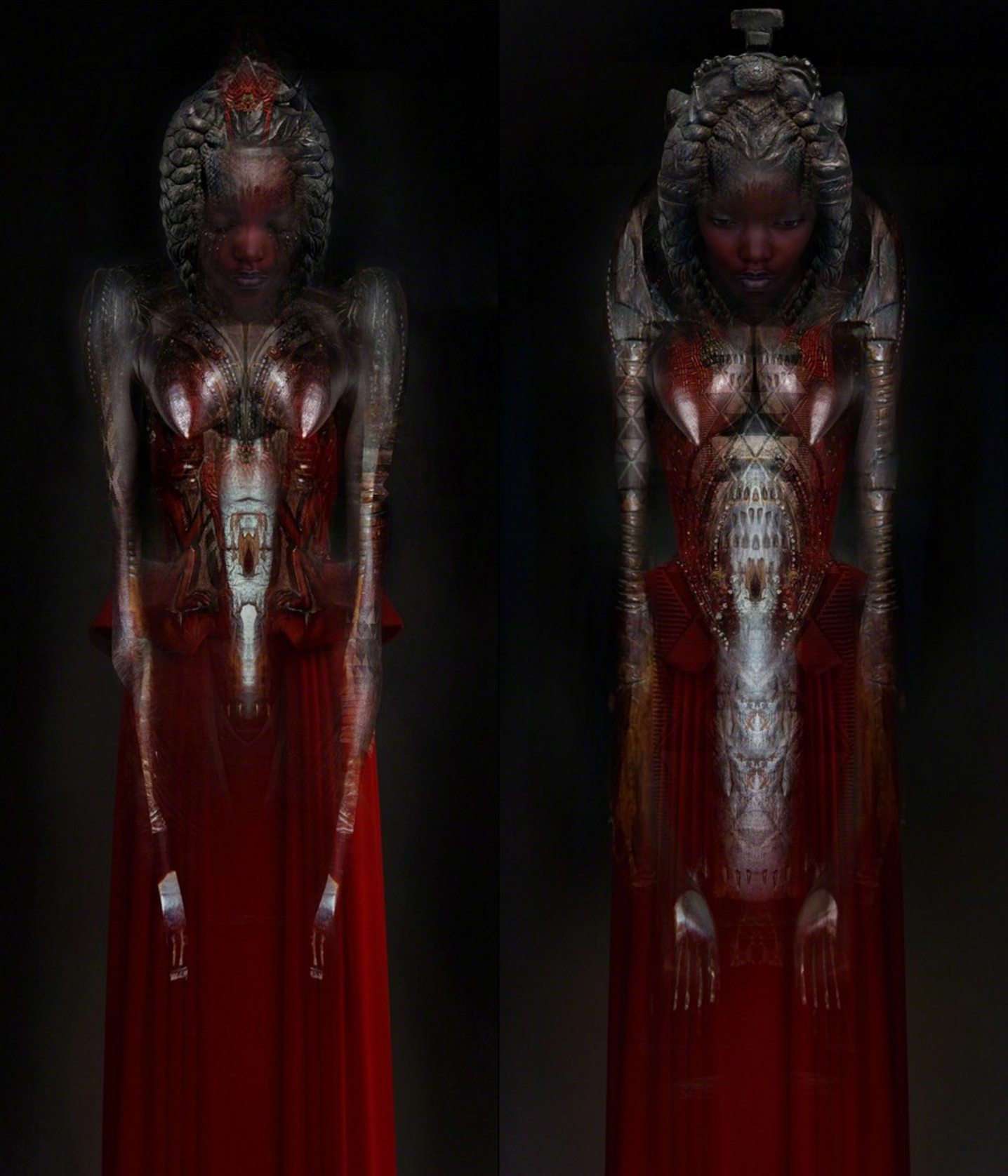 Ingrid Baars, "The Twins." 2016. Lambda print (C-print) mounted on 4mm Dibond + 4mm glossy plexiglass with dark brown wooden frame. 66 x 28 in.