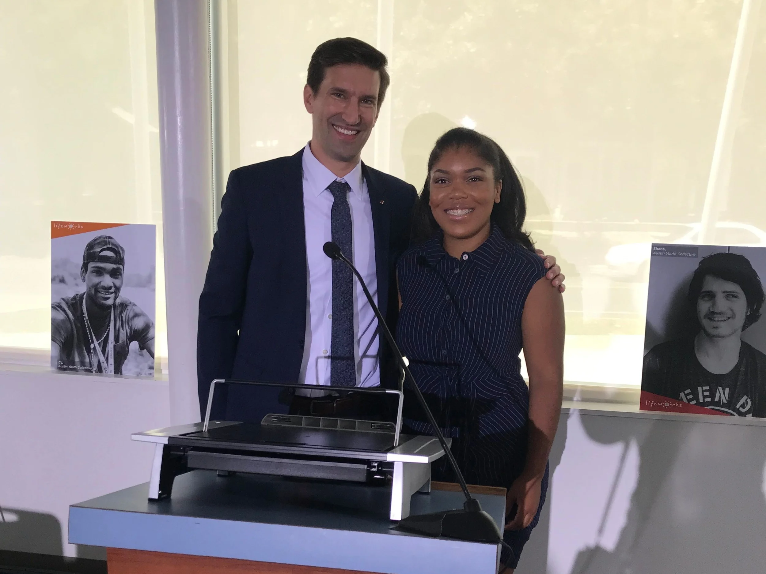 Lyric from the Austin Youth Collective, with Austin’s City Manager, Spencer Cronk.