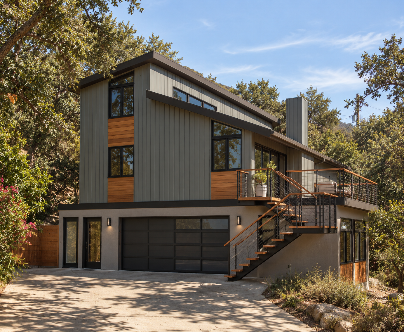 Modern Hillside House Amidst Trees.png