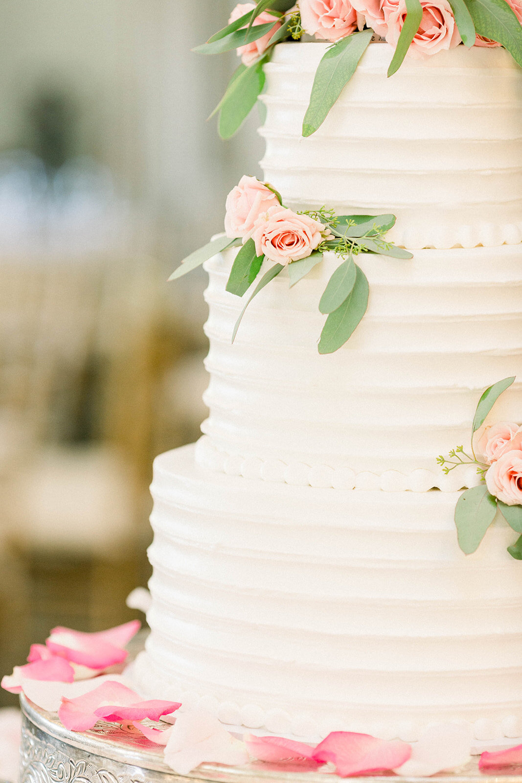 Pink floral wedding cake: Longue Vue Club Wedding captured by Abbie Tyler Photography