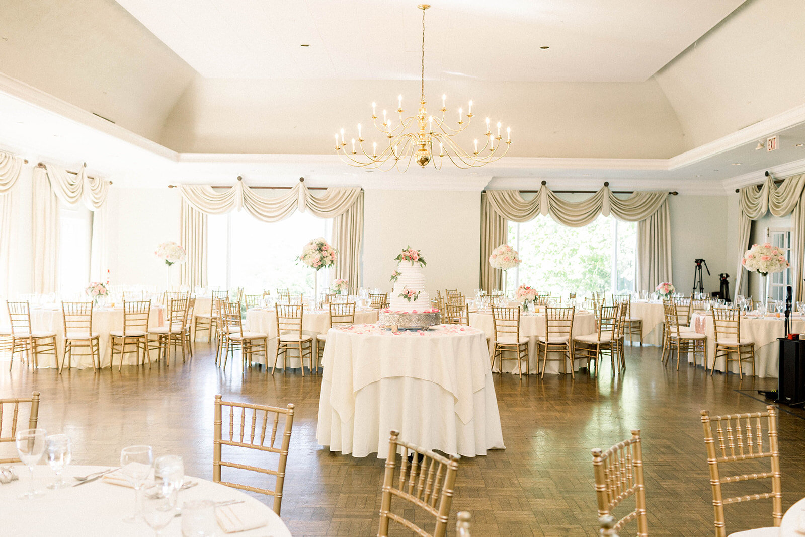 Pink and white wedding reception decor: Longue Vue Club Wedding captured by Abbie Tyler Photography