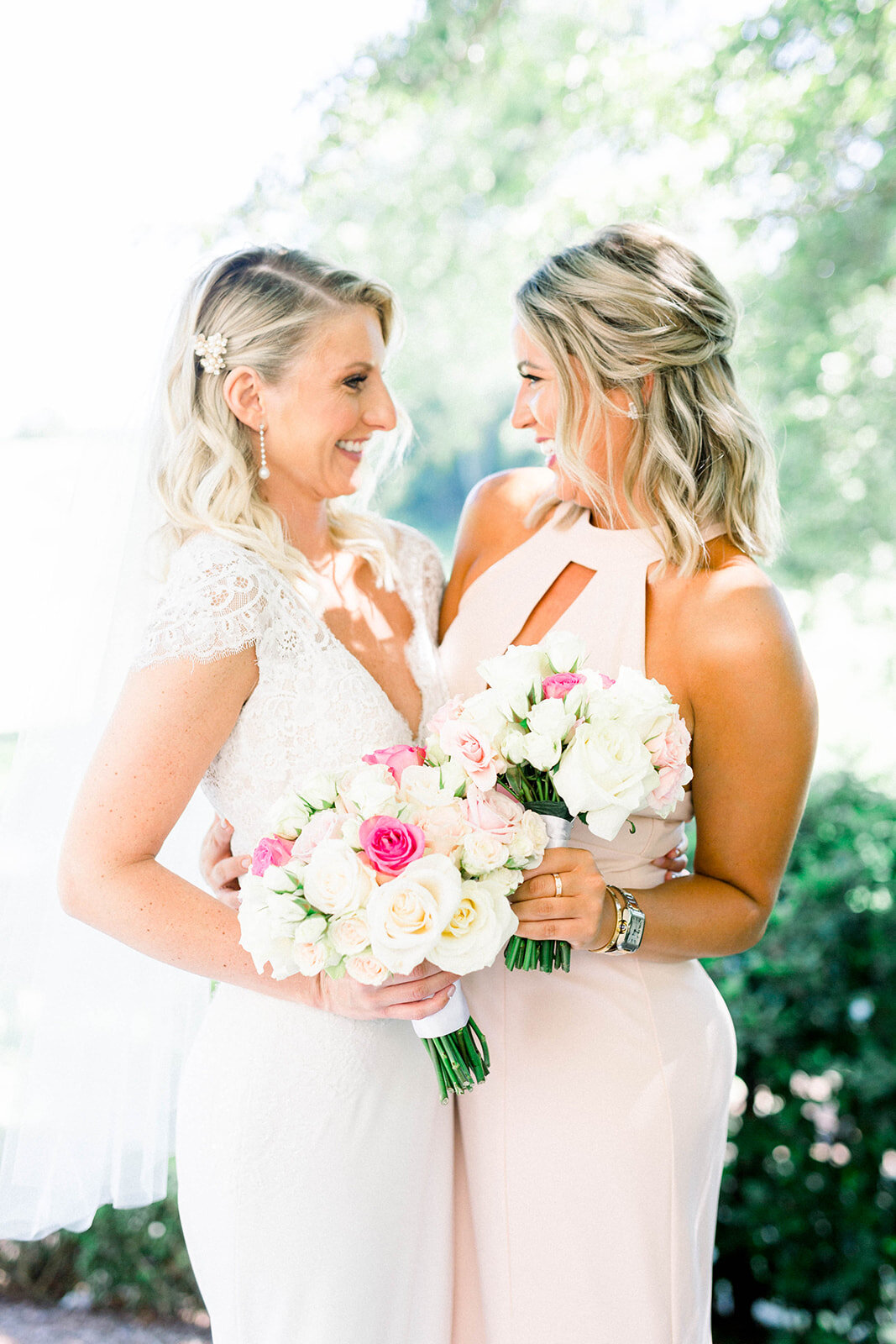Pink and White Wedding Bouquets: Longue Vue Club Wedding captured by Abbie Tyler Photography