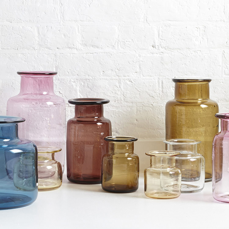 Coloured glass jars