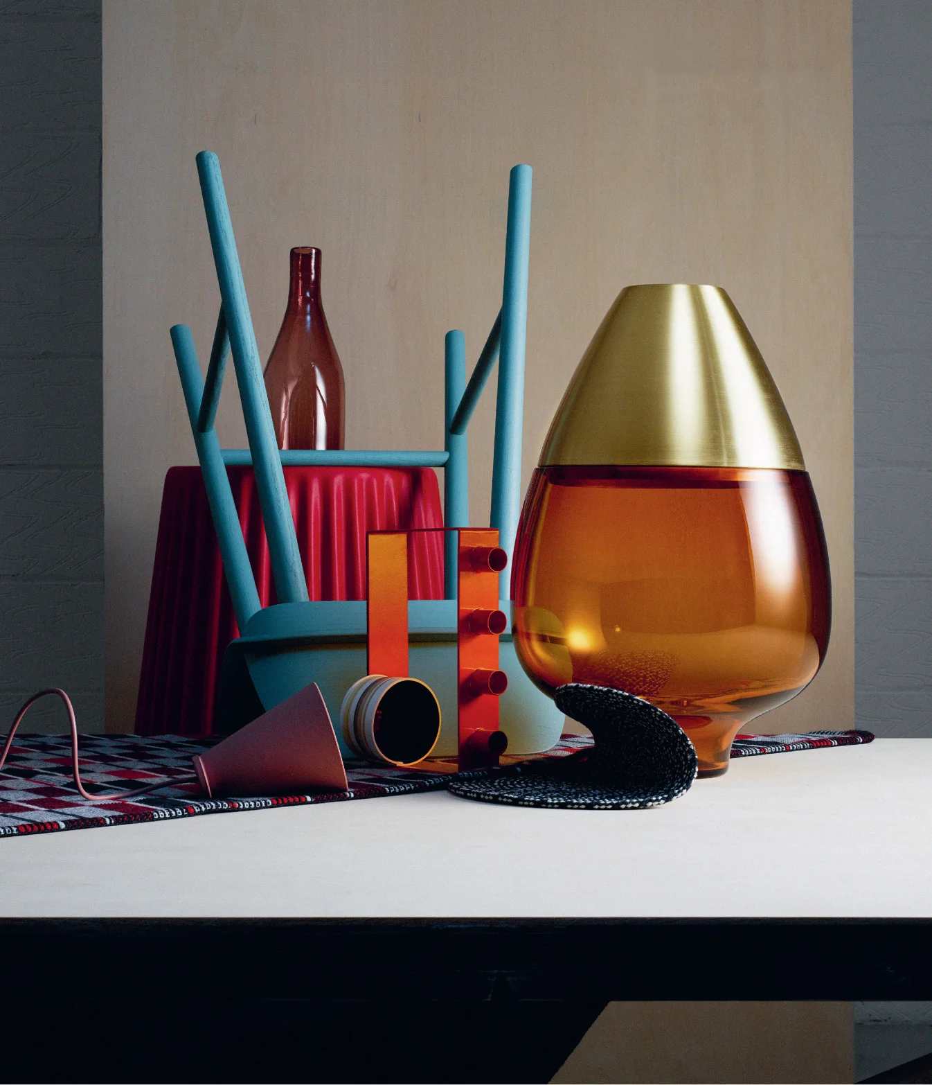 ▲ Product arrangement for a Hole & Corner magazine photo shoot , showing 'Gerbera' Vase on pedestal