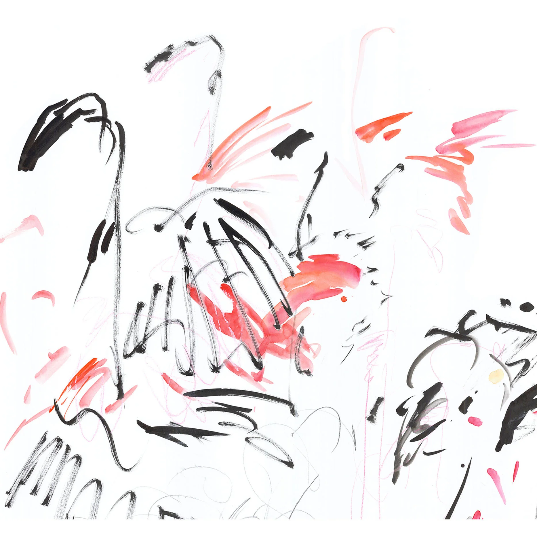 Flamingo painting from moving film - watercolour and ink