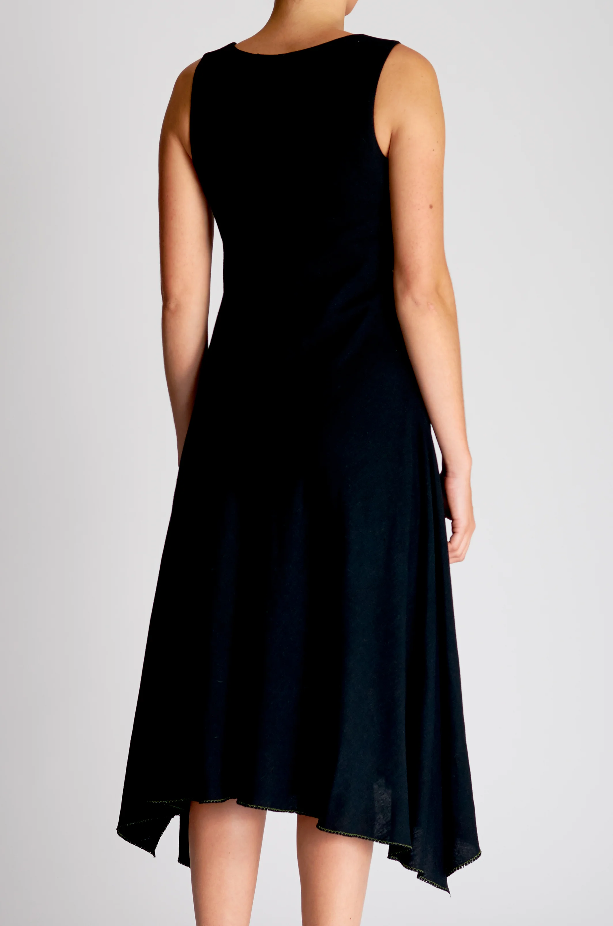 Black Sleeveless Midi Handkerchief-Hem Dress DENARA Black Sleeveless Midi Handkerchief-Hem Dress DENARA
