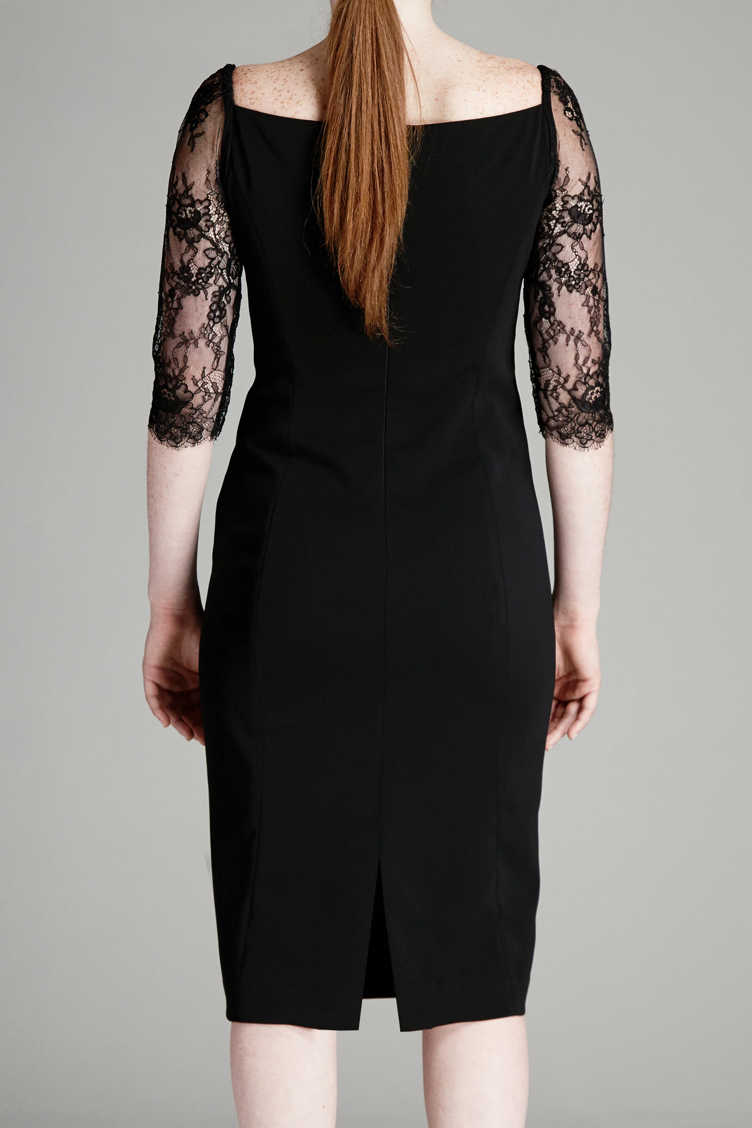 Black Lace Sleeve Sheath Dress  DENARA