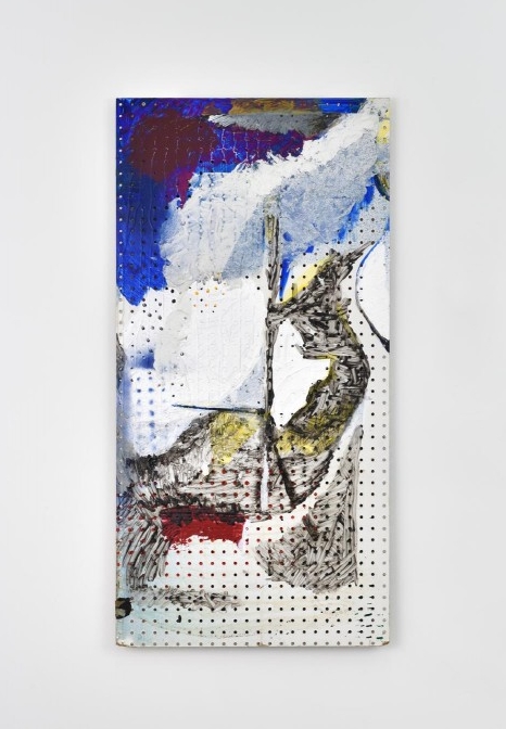 Eric Mack, sable, Acrylic Spray Paint and beeswax on pegboard, almine rech gallery