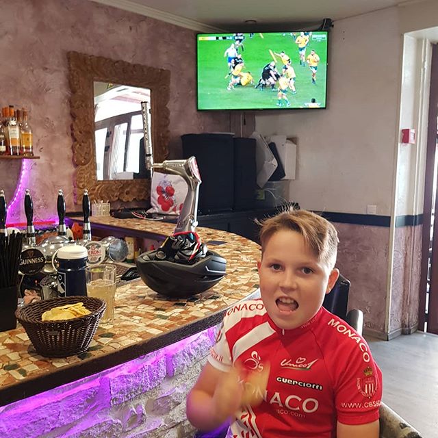 Good ride with my son to Nice yesterday then finish in true COCC style at Slammers watching rugby ...He's only on a #1 I might add , dad had a couple!!