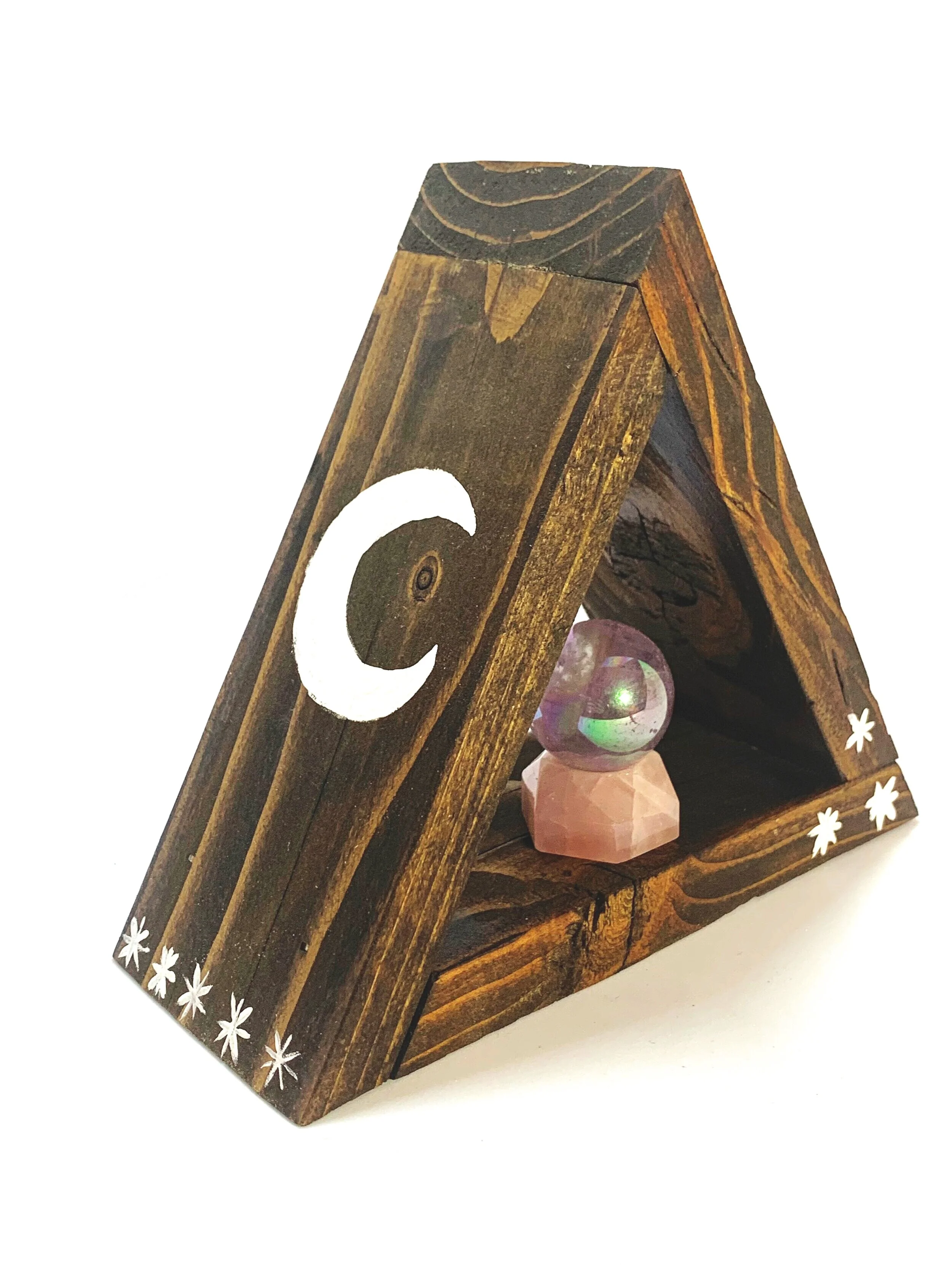 Moon + Star Wooden Triangle Shelf 