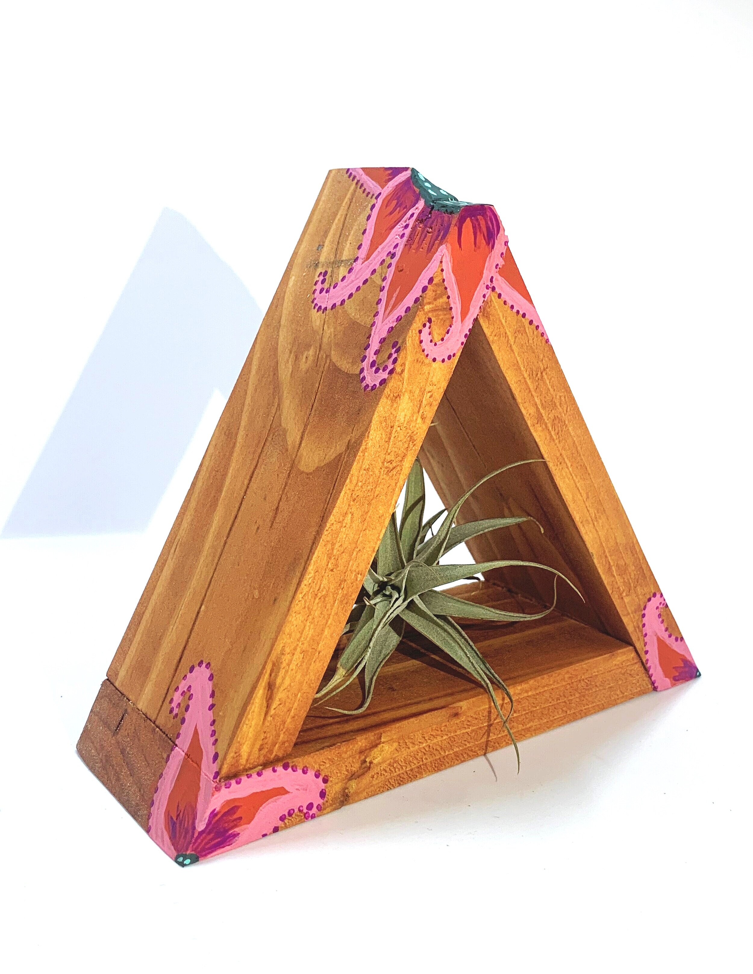 Flower Wooden Triangle Shelf