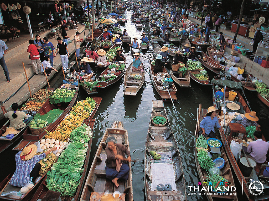 Thailand floating markets in Bangkok Damnoen Saduak Amphawa Talin Chan Khlong Lat Mayom Bang Nam Pheung