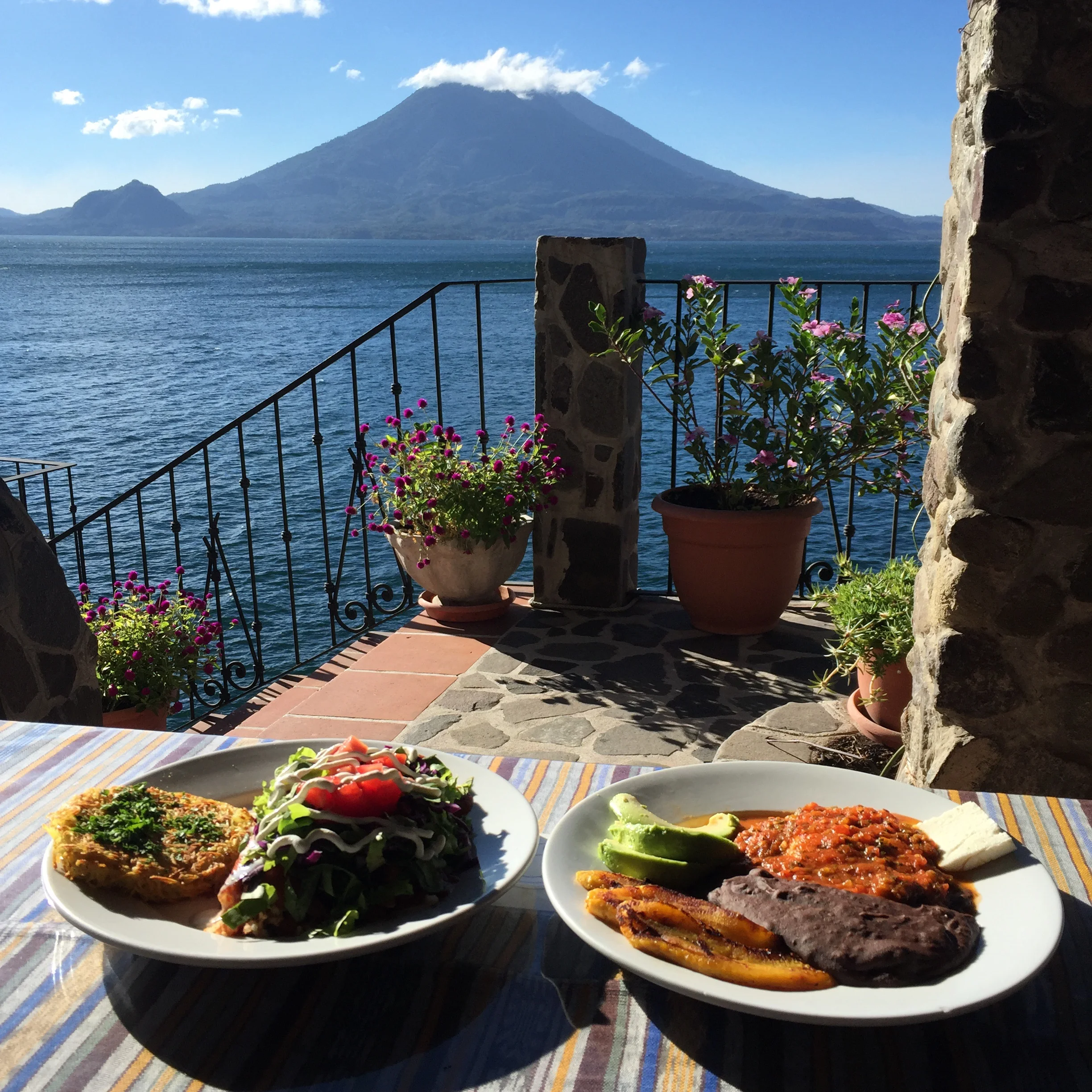 Breakfast with a view at Casa del Mundo on Lake Atitlan.