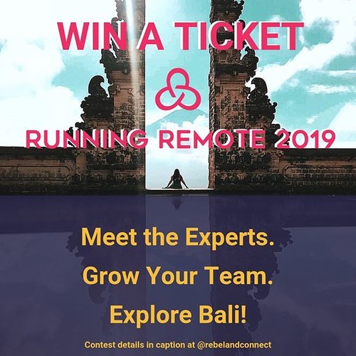 Video communication is great, but sometimes it just doesn&rsquo;t cut it. That&rsquo;s why in-person events are so important. One of our favorite in-person events is Running Remote in Bali! We are offering you the chance to win a FREE 🎟ticket! To win a ticket, follow these steps:

1. Post a picture 📷 of you and your team together on a retreat or a picture of you connecting with others at your favorite in-person event.
2. Tag @RunningRemote in the photo.
3. Follow @RunningRemote
4. Follow @RebelAndConnect
5. Follow @RemoteWorkSummit

More about Running Remote: Join top remote work 👨🏽&zwj;💻 leaders at Running Remote for 2 days of talks and workshops from the top echelon speakers at a magnificent beach venue in Bali June 29-30 2019: Expect a carefully curated program to teach you next-level, actionable strategies, and tactics you can utilize the very next day to build &amp; scale your distributed team. 👩🏼&zwj;💻
| #remoteleadershipsummit
