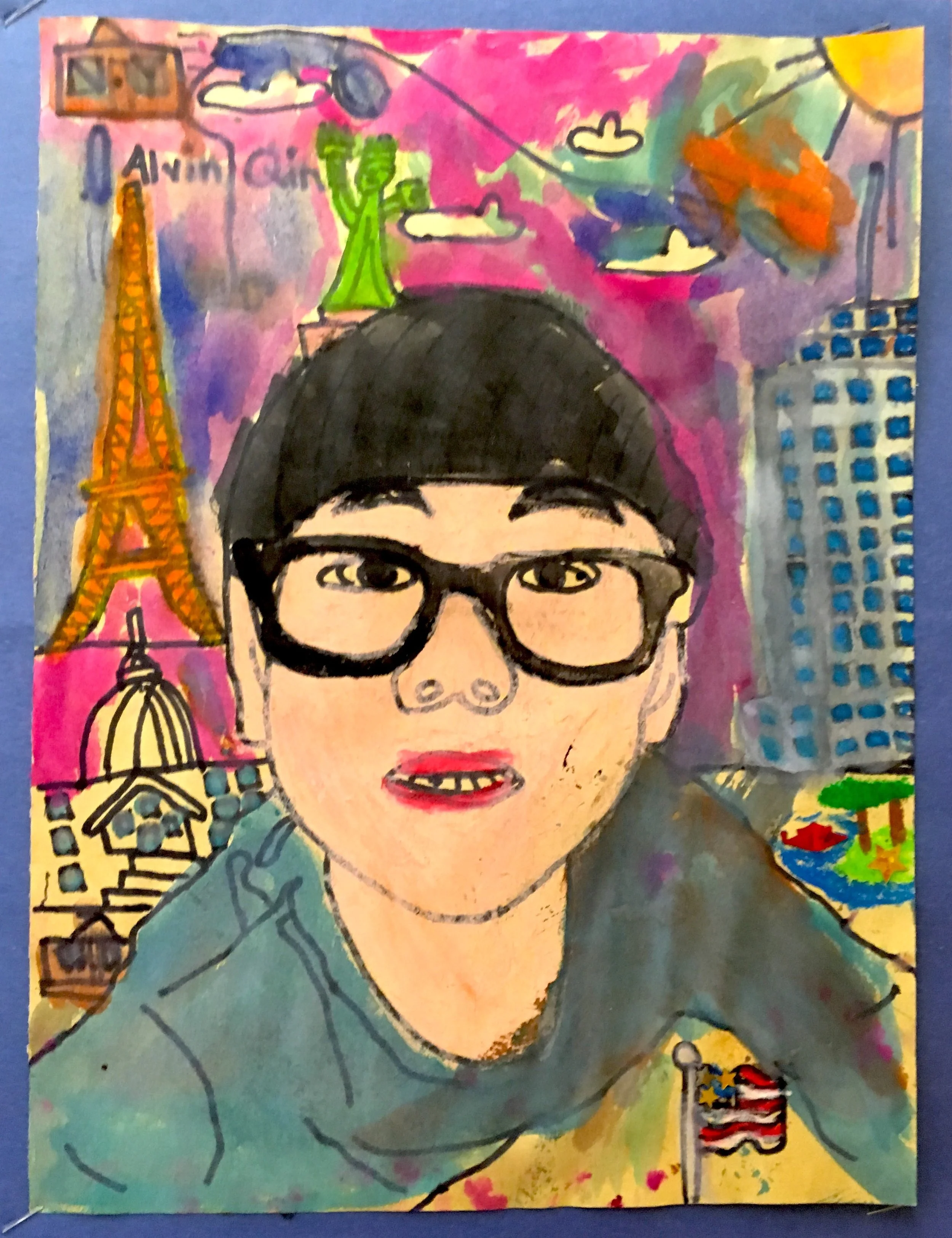 Me, i and Myself, Inspired by Frida Kahlo, Alvin Qin (2nd grade), 2017