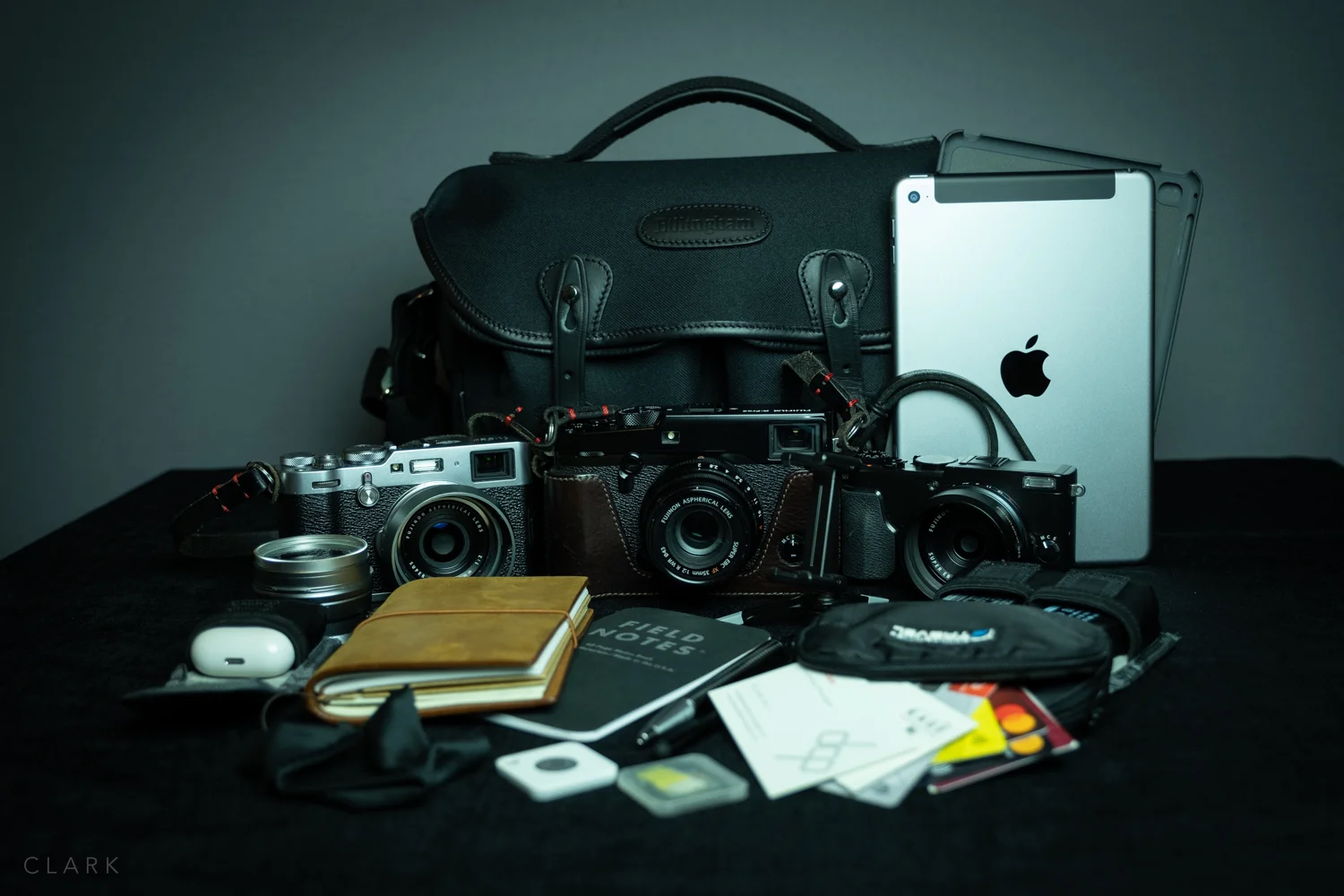 This is everything I have in the Hadley Small Pro. The Fuji X70 gets swapped for the 50mm f2 sometimes