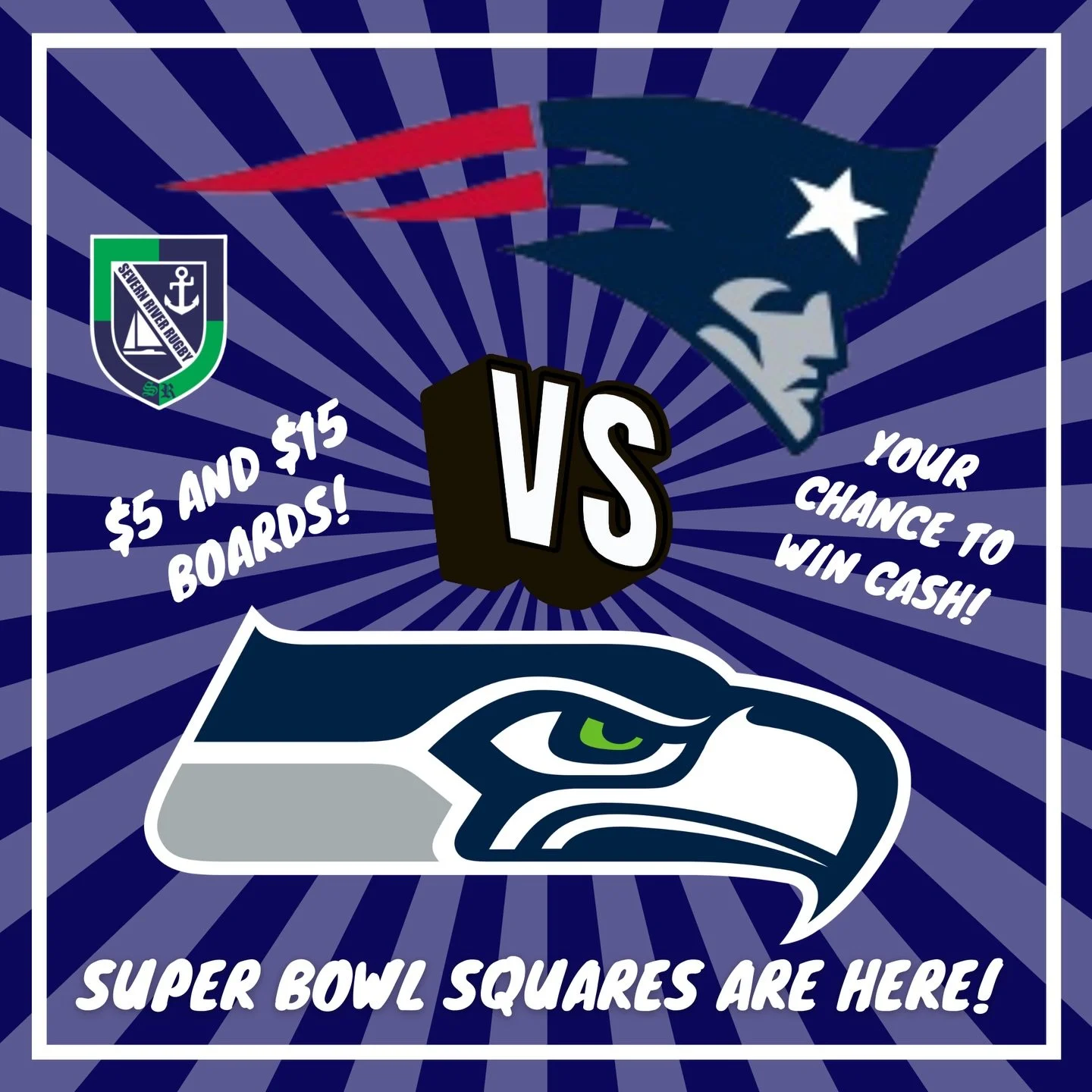 Love Super Bowl Sunday? 🏈 Want a chance to win some cash? 💵 Severn River is back with Super Bowl Squares!! ▫️▫️To claim your squares, visit the link on our profile or follow the link below: 

https://docs.google.com/forms/d/e/1FAIpQLSd8W89_kUqAuKZS