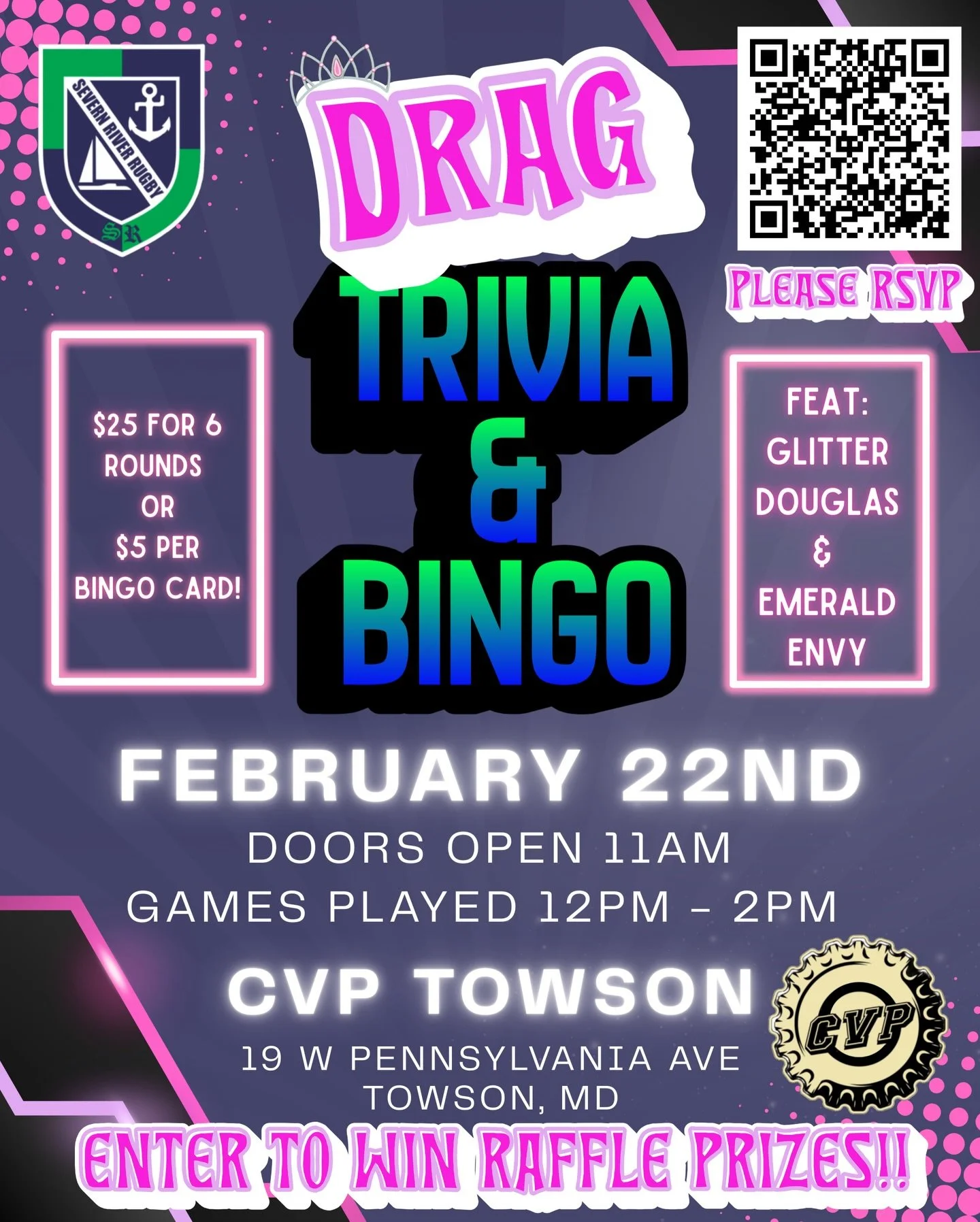 A reminder of our event this weekend!! 🩷Talented Drag Queens, Bingo, Trivia, awesome prizes and raffles!🩷 Please use the QR code to RSVP! You can also use the link here and in our bio! 

https://www.eventbrite.com/e/1977734704741?aff=oddtdtcreator

