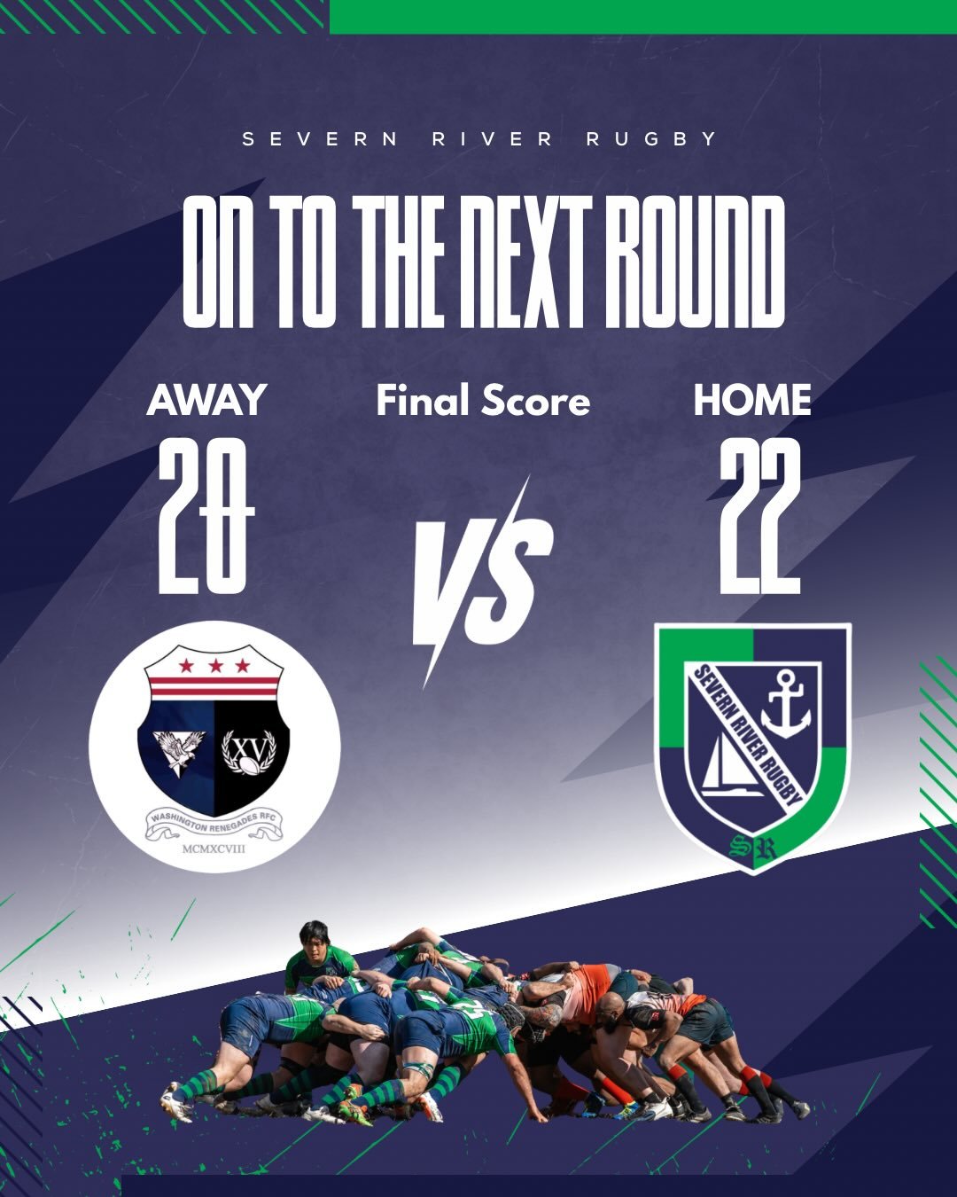 On to the next! Severn River defeats the Washington Renegades 22-20, Punchy takes player of the match honors!