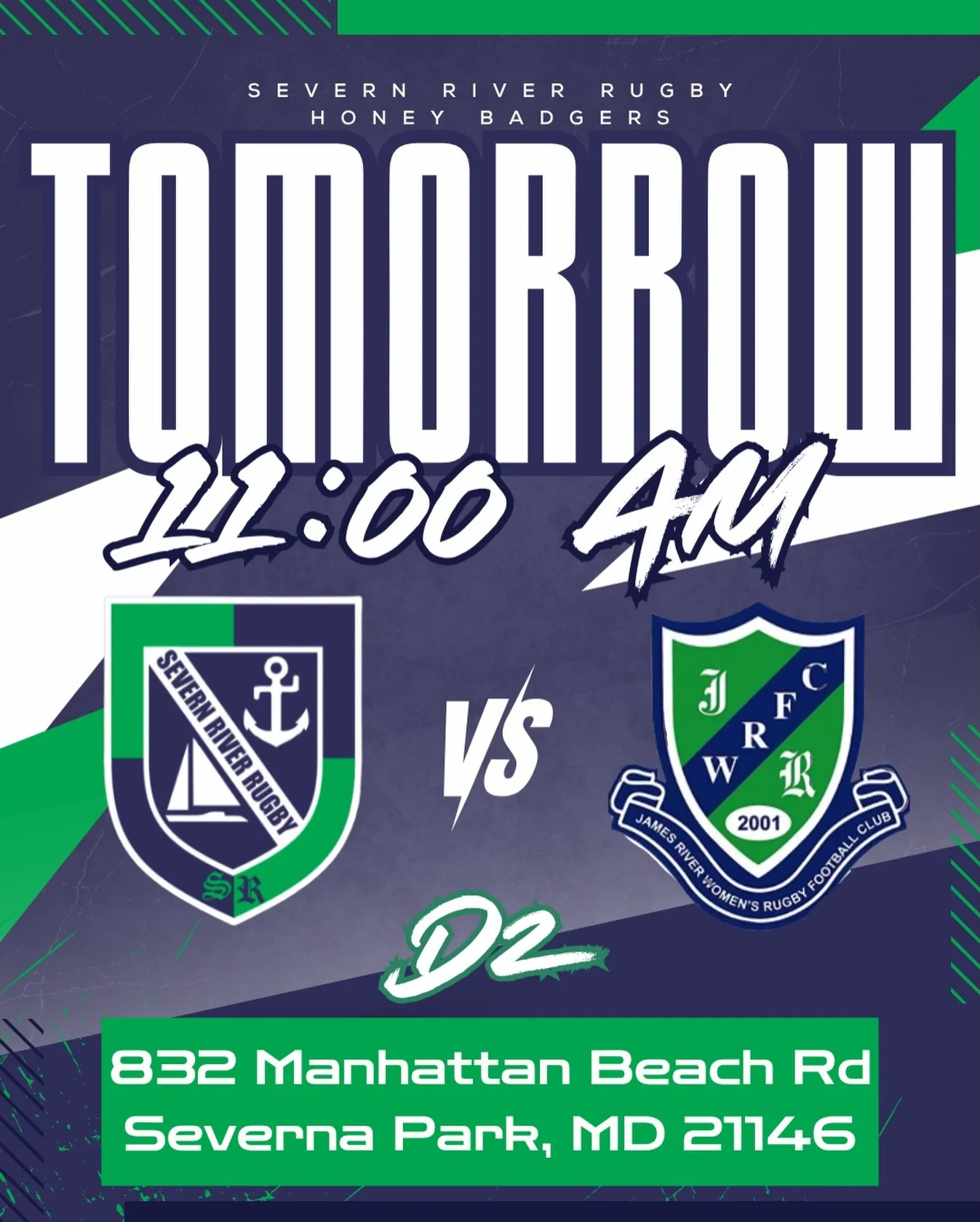 Tomorrow, we play to punch our ticket into playoffs. Join us at 11am as we take on @jrwrugby on our home pitch. 
‼️NO ALCOHOL ALLOWED AT THIS EVENT‼️