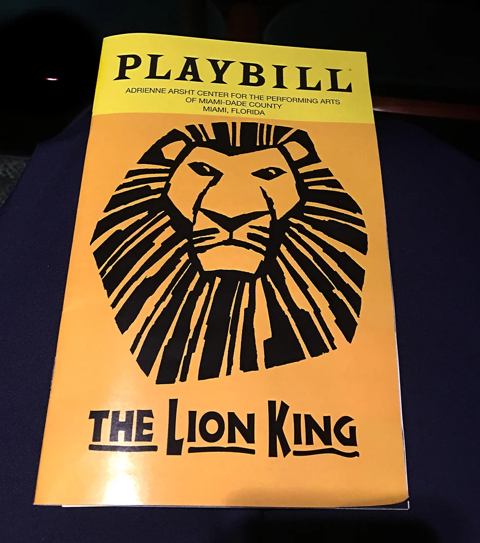 Playbill for The Lion King