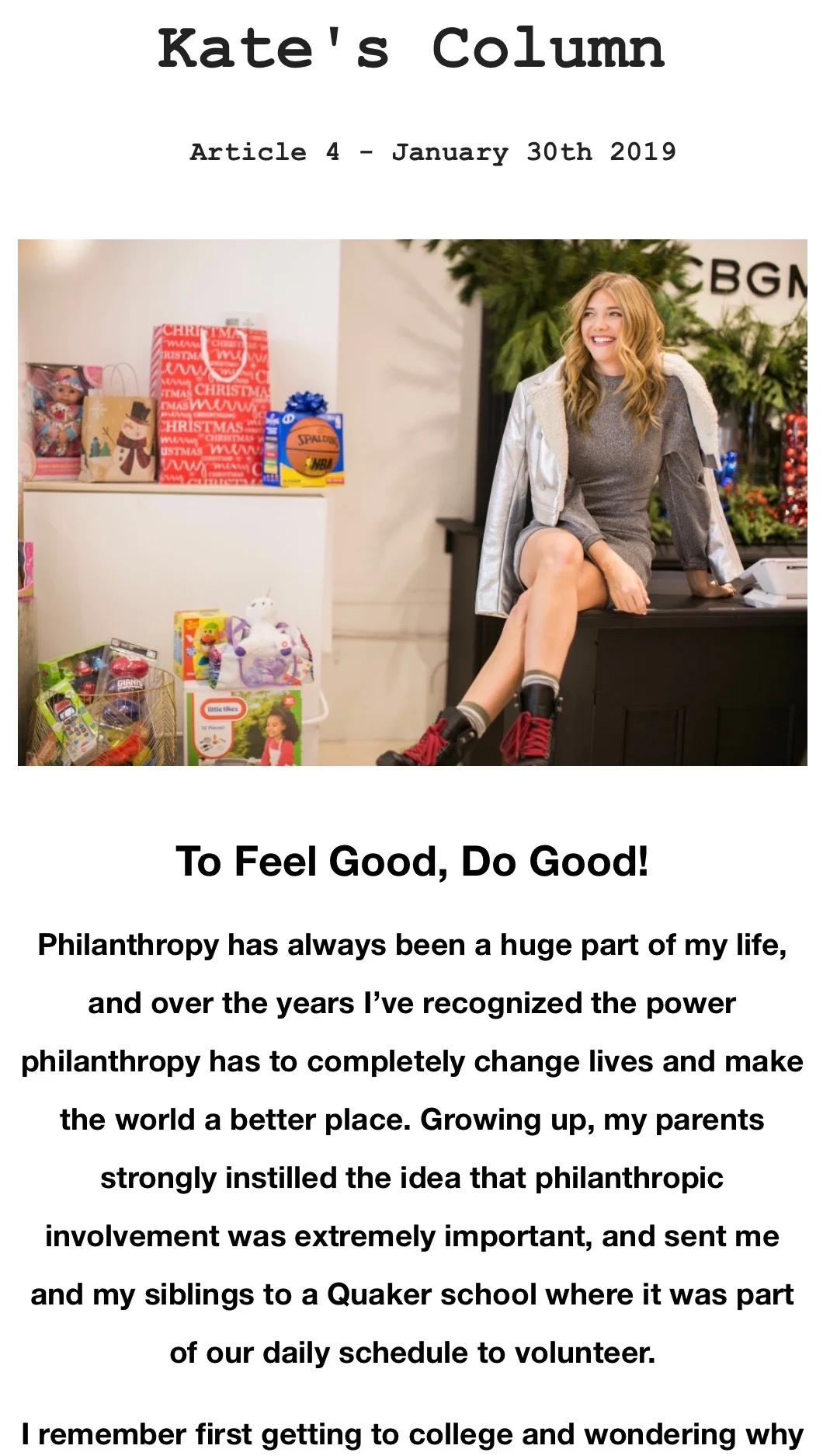 Kate's Column: To Feel Good, Do Good!