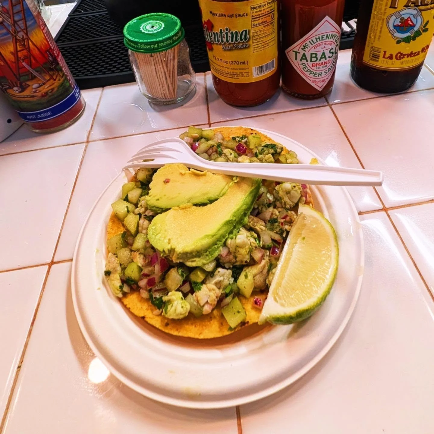 Catching the rest of the #Argentina v #Austria game at @losmariscos1 with a shrimp ceviche and Shrimp Tacos with a @pacificobeer 

#styledirector #creativedirector #teampixel