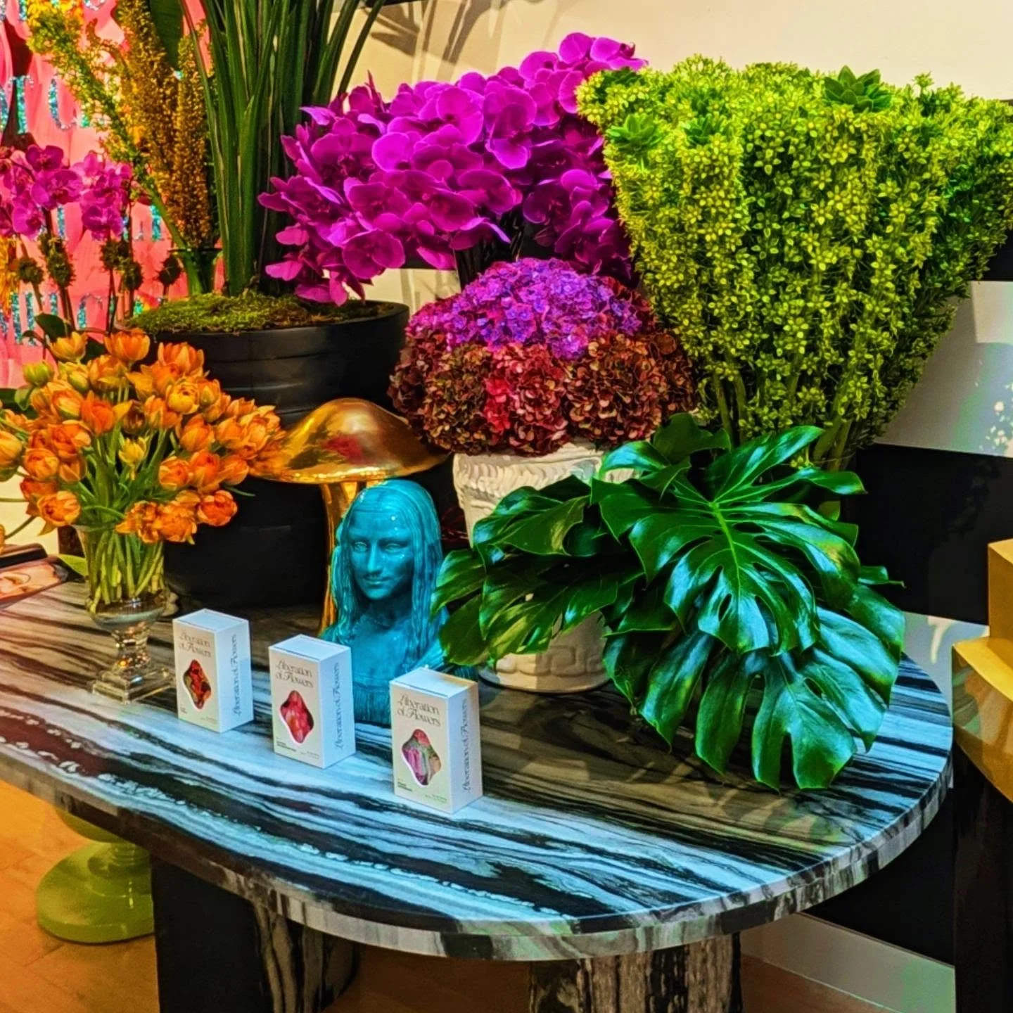 Yesterday was a sensory explosion as I headed to @ashleylongshoreworld @ashleylongshoreart for the launch of @liberationofflowers which is a trio of fragrances by @sima along with her perfumer @christophelaudamiel. Hearing about how it came about as 