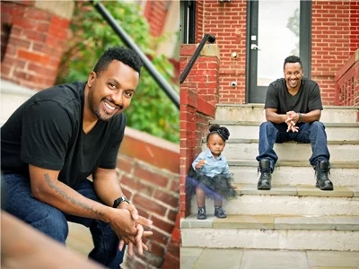 Somebody decided to photobomb daddy's picture. lol.