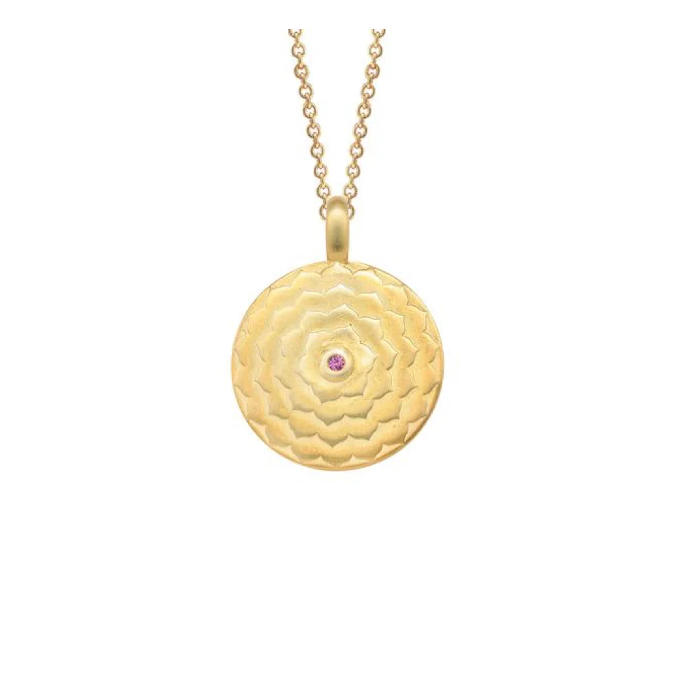Crown Lotus Diamond Necklace 18KT lotusdiamond×goldsap pinksapphire pink sapphire rise above yoga chakra diamond petal flower sacred geometry poejewelry poe pendant