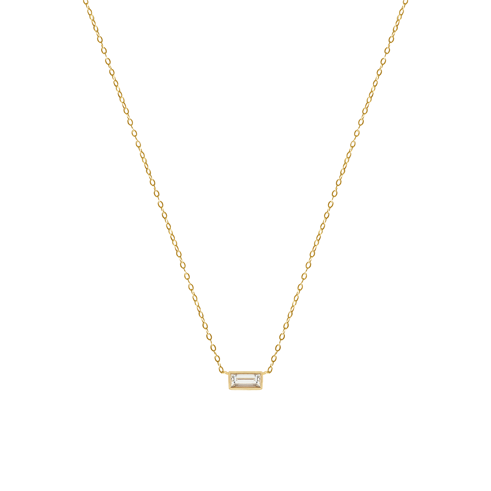 Baguette Diamond Solitaire Necklace rosegold root chakra sacred geometry yoga spirituality energy rectangle poe
