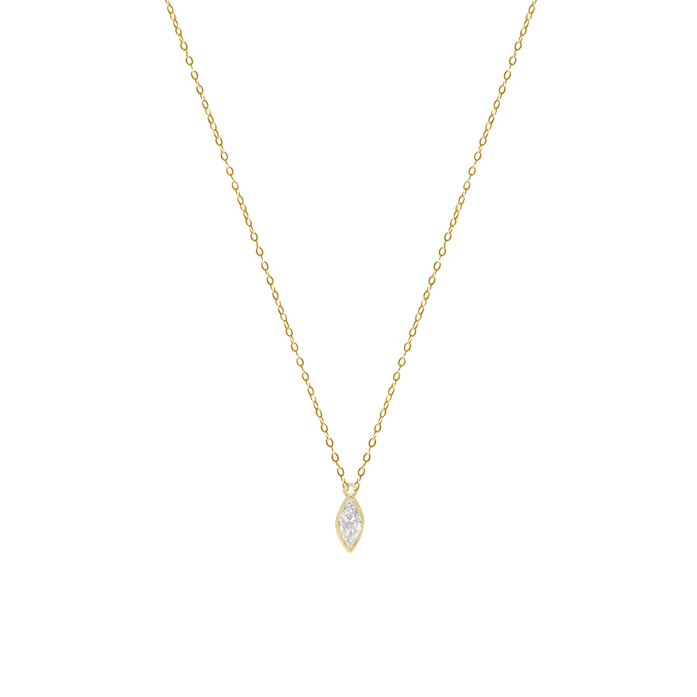 Marquis Diamond Solitaire Necklace rosegold throat chakra sacred geometry yoga spirituality energy poe venice designer