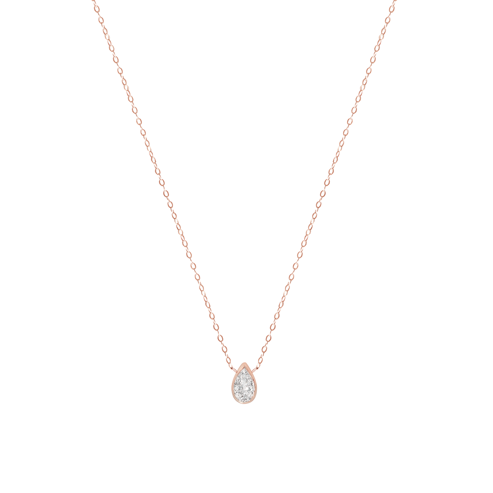 Pear Diamond Solitaire Necklace rosegold sacral chakra sacred geometry yoga spirituality energy poe venice designer